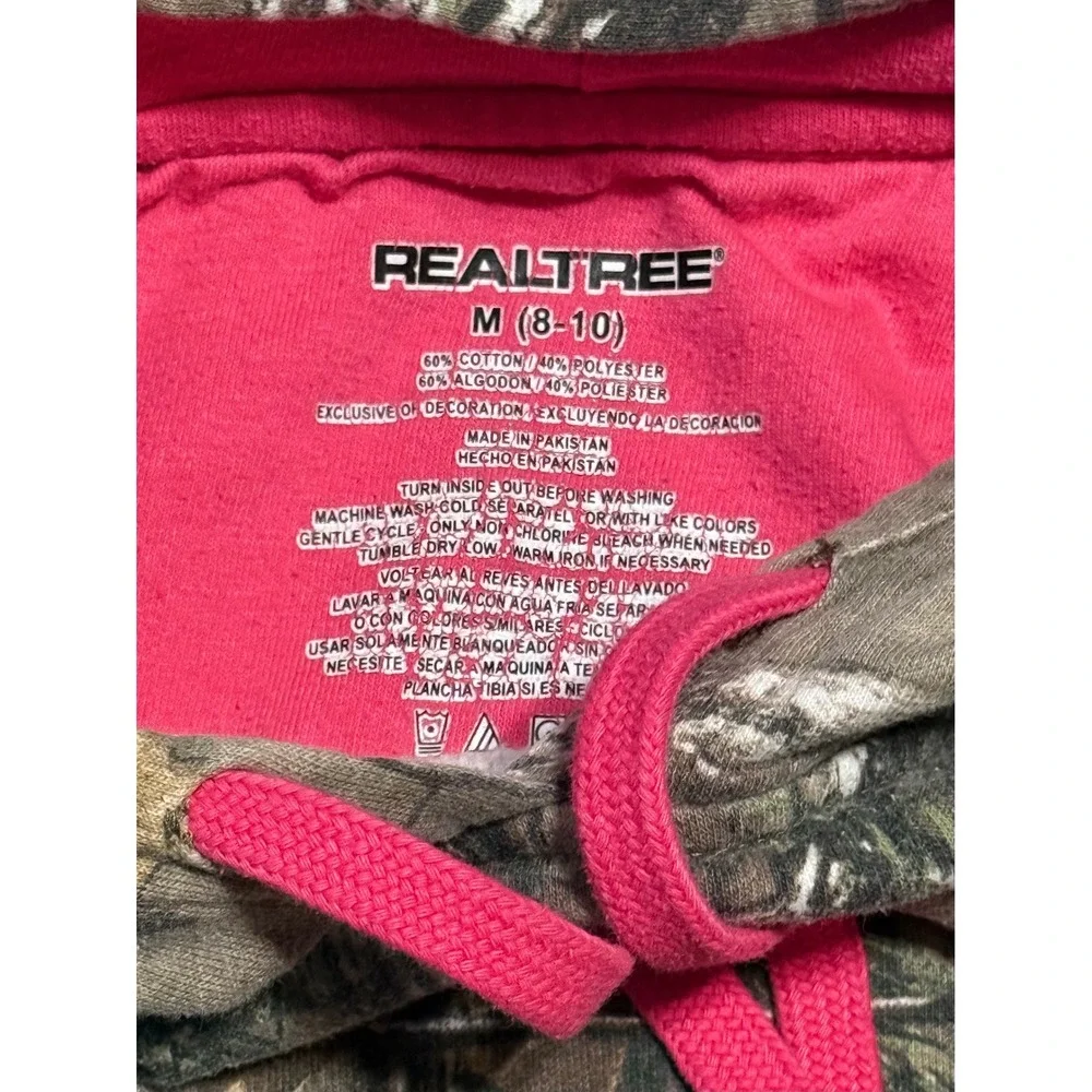 RealTree Camo Hoodie Pink Lined Pocket Sweatshirt Kids Size M 8‎ 10